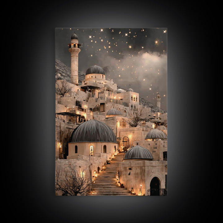 City of Light – Framed Canvas Print – Christmas Art Framed – Christian Wall Art – Christian Art Canvas – Christian Christmas Art – Retro Ch