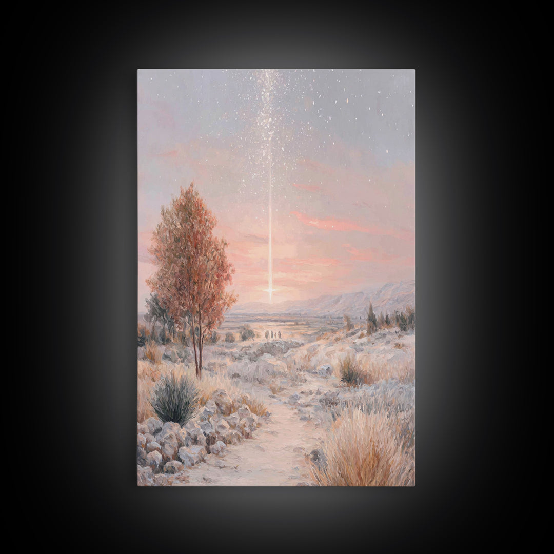 Starfall Journey – Framed Canvas Print – Christian Art Canvas – Christian Painting – Christmas Art – Modern Christian Art – Christian Wall