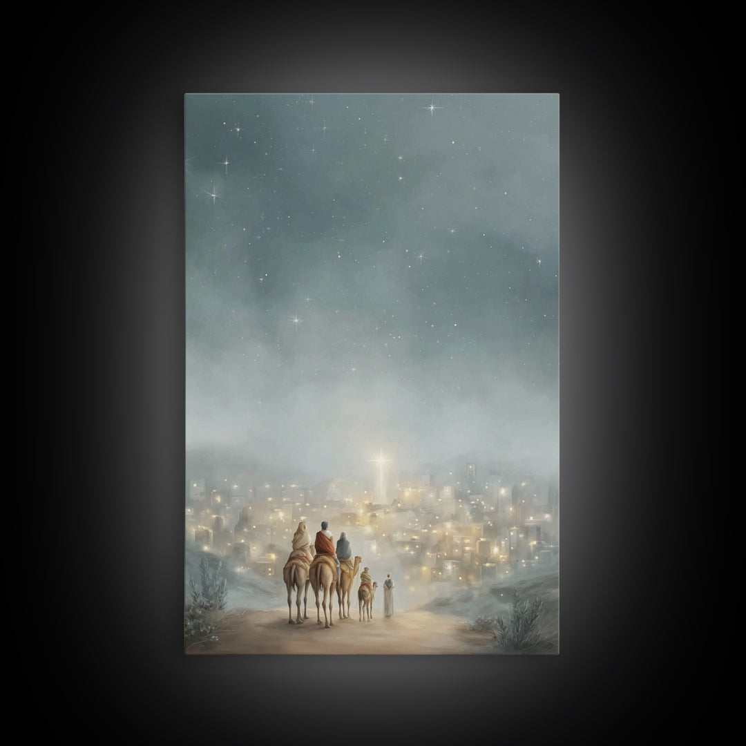 City Of Light – Framed Canvas Print – Christmas Wall Art – Christian Christmas Art – Christian Art Canvas – Jesus Painting – Christian Deco
