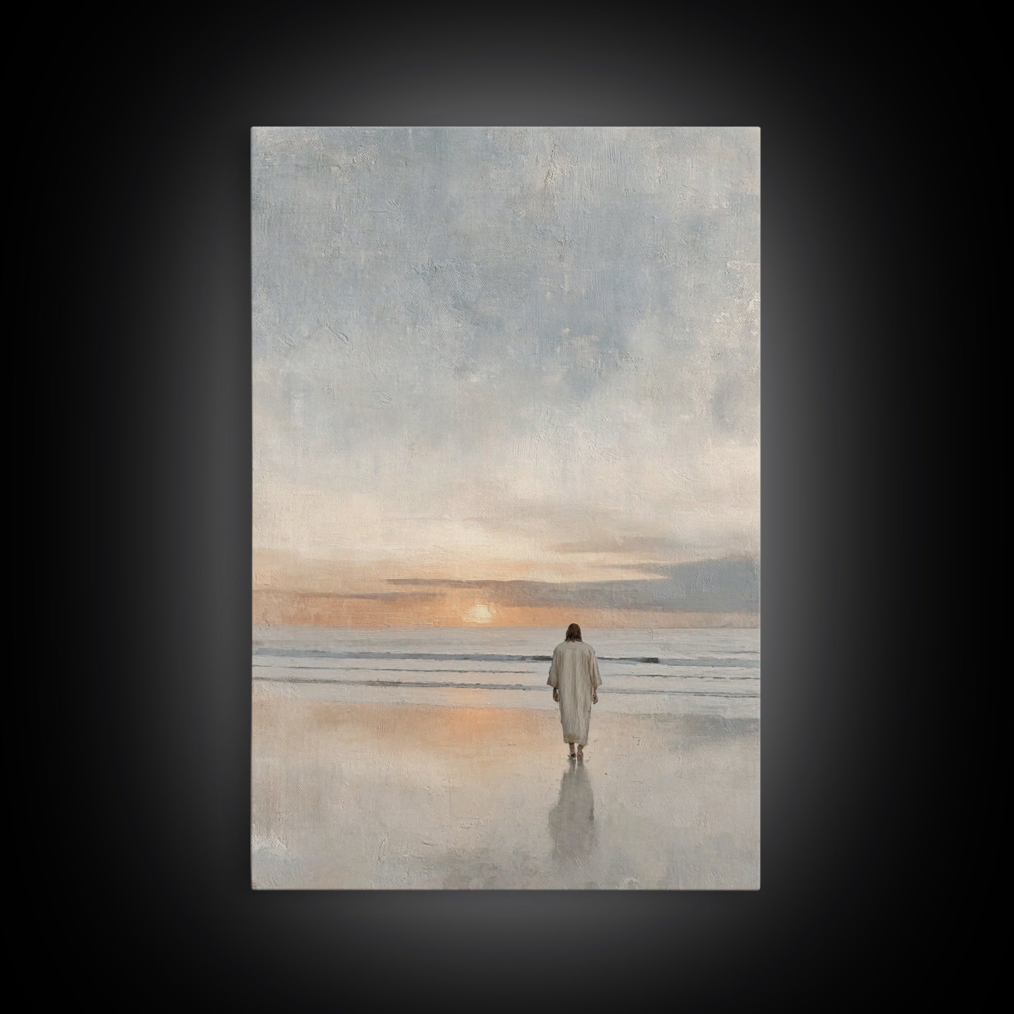 Shore Of Peace – Framed Canvas Print – Jesus Painting – Christian Wall Art – Christian Art Canvas – Modern Christian Art – Christian Decor