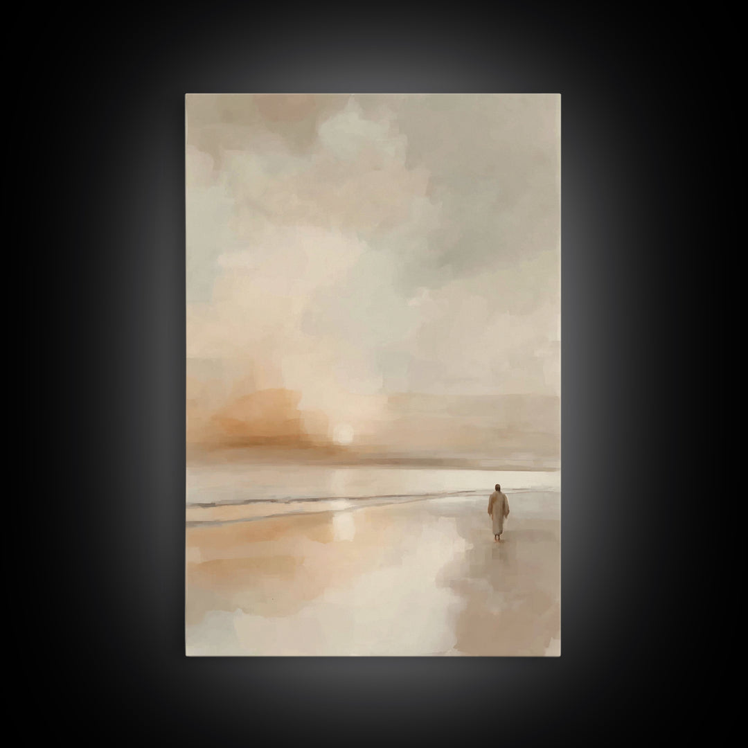 Gentle Horizon – Framed Canvas Print – Christian Art Canvas – Christian Wall Art – Minimalist Christian Art – Jesus Painting – Christian Ar