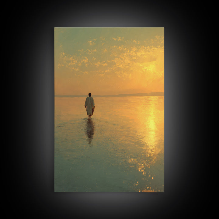 Sunlit Path – Framed Canvas Print – Jesus Painting – Christian Wall Art – Christian Art Canvas – Modern Christian Painting – Christian Art