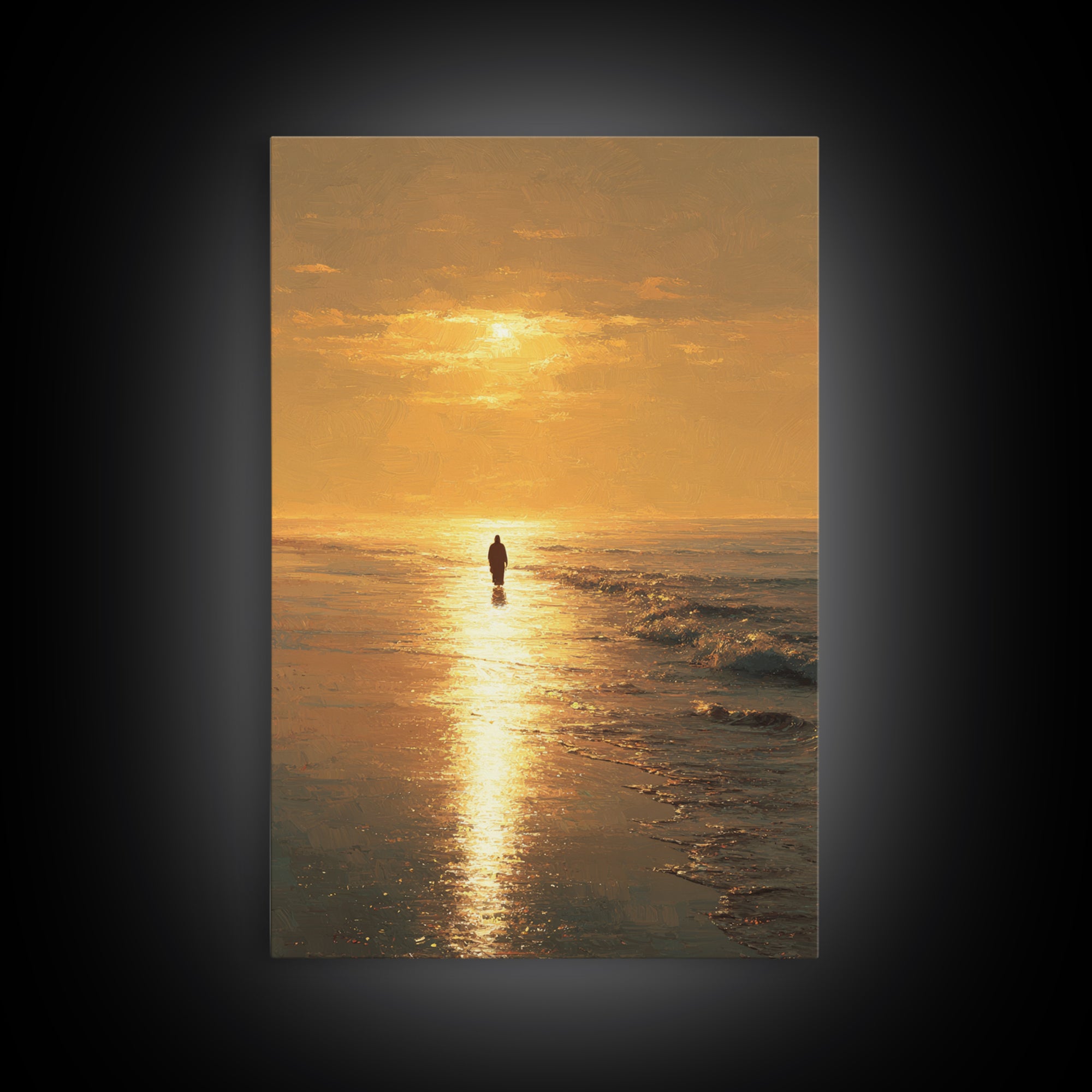 Golden Tide – Framed Canvas Print – Christian Art Canvas – Christian Painting – Jesus Painting – Christian Wall Art – Christian Christmas A