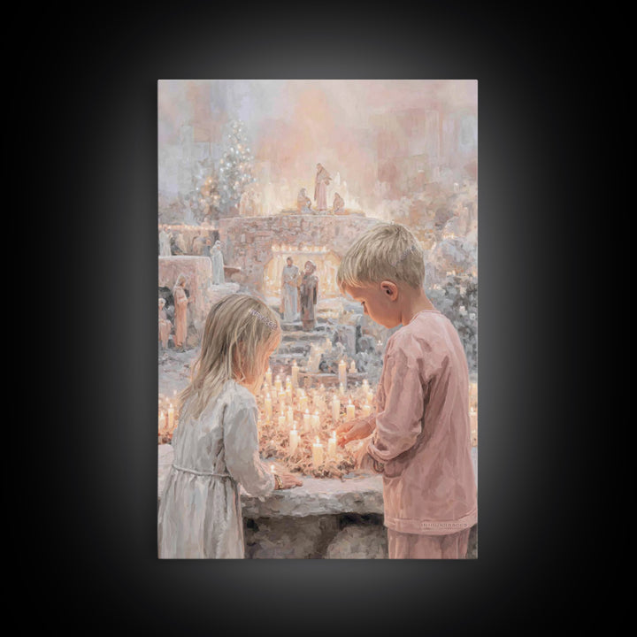 Starry Vigil – Framed Canvas Print – Christian Wall Art – Christian Christmas Art – Jesus Christmas Art – Christian Art Canvas – Christmas