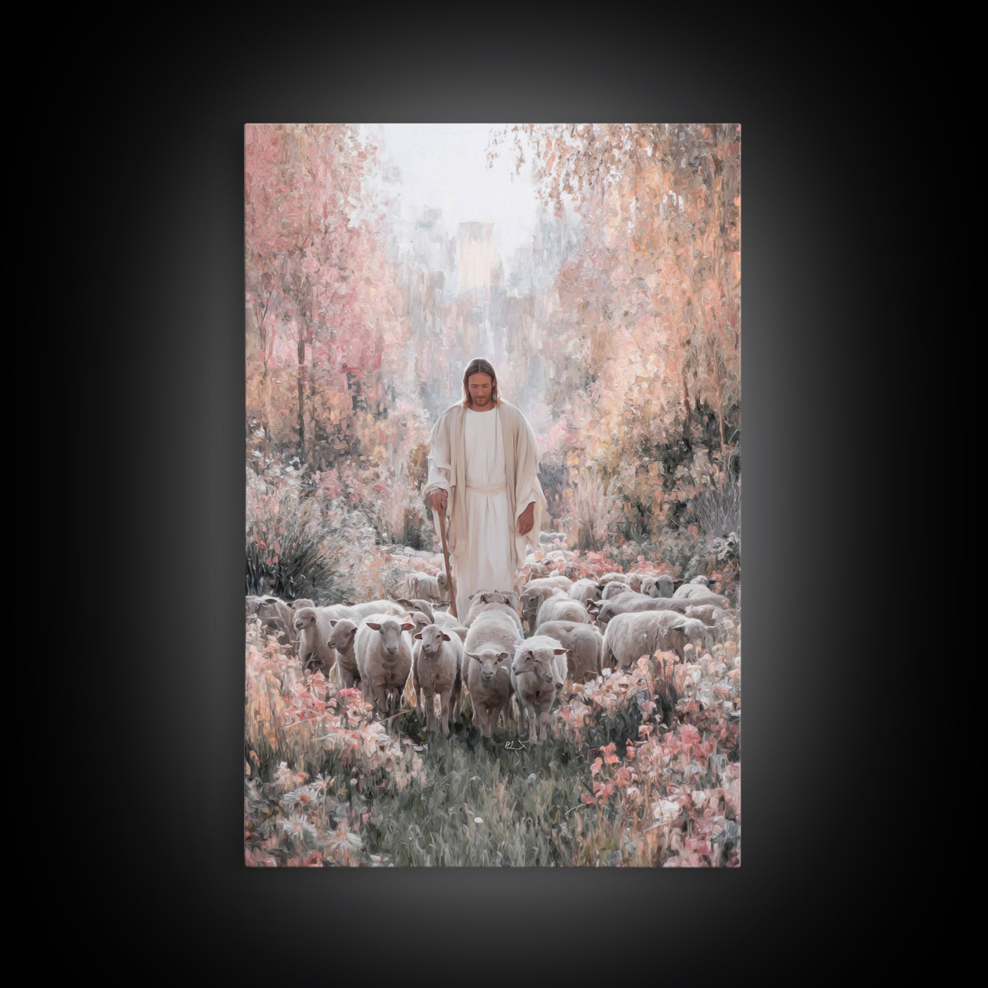 Garden Of Peace – Framed Canvas Print – Christian Wall Art – Jesus Painting – Christian Art Canvas – Christian Decor – Modern Christian Art