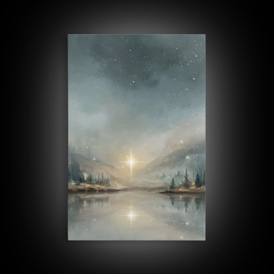 Guiding Star Reflections, Framed Canvas Print, Christian Art Canvas, Christmas Art Prints, Christian Wall Art, Modern Christian Art, Christ
