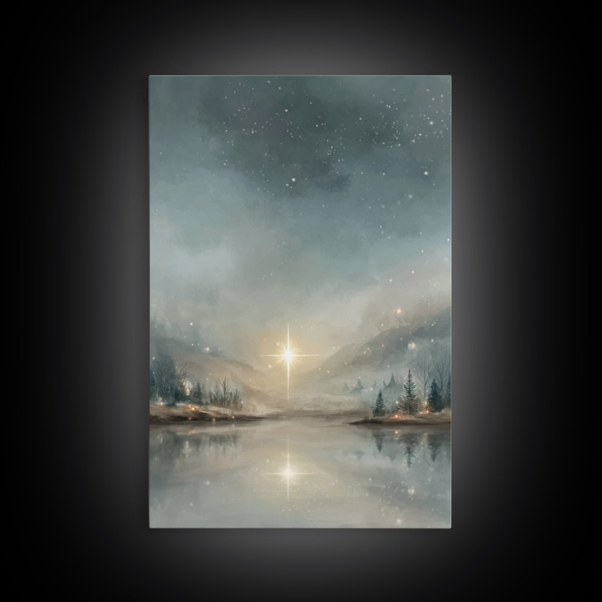 Guiding Star Reflections, Framed Canvas Print, Christian Art Canvas, Christmas Art Prints, Christian Wall Art, Modern Christian Art, Christ