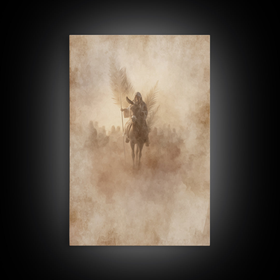 Palm Dawn Entry – Framed Canvas Print – Christian Wall Art – Christian Art Canvas – Large Christian Painting – Vintage Christian Art – Chri