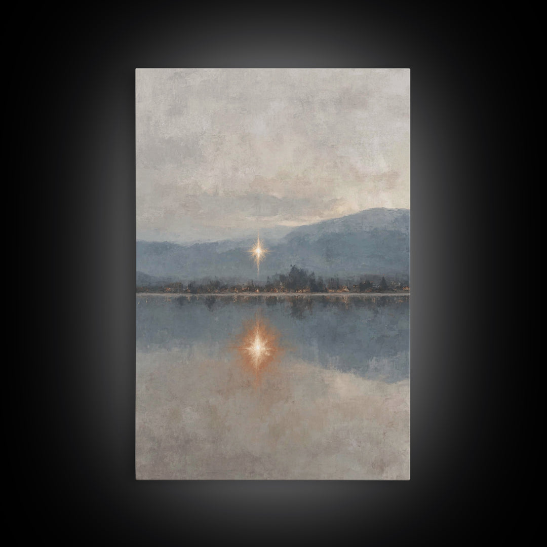 Heavenly Starrise – Framed Canvas Print – Christian Wall Art – Christian Art Canvas – Subtle Christian Art – Christmas Canvas Wall Art – Ch