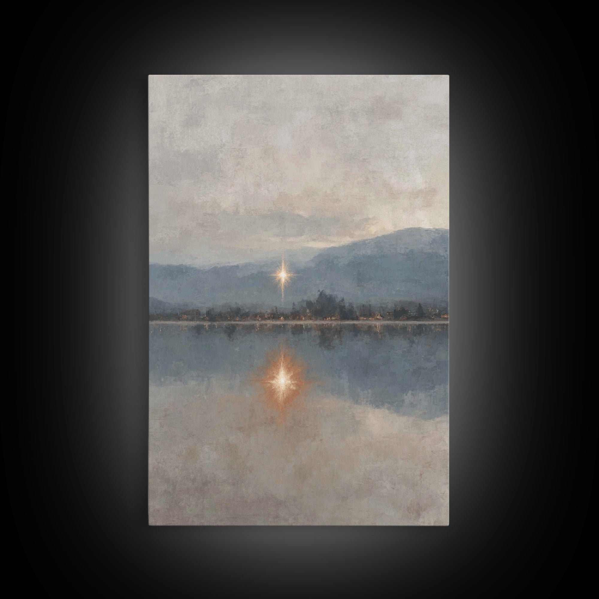 Heavenly Starrise – Framed Canvas Print – Christian Wall Art – Christian Art Canvas – Subtle Christian Art – Christmas Canvas Wall Art – Ch