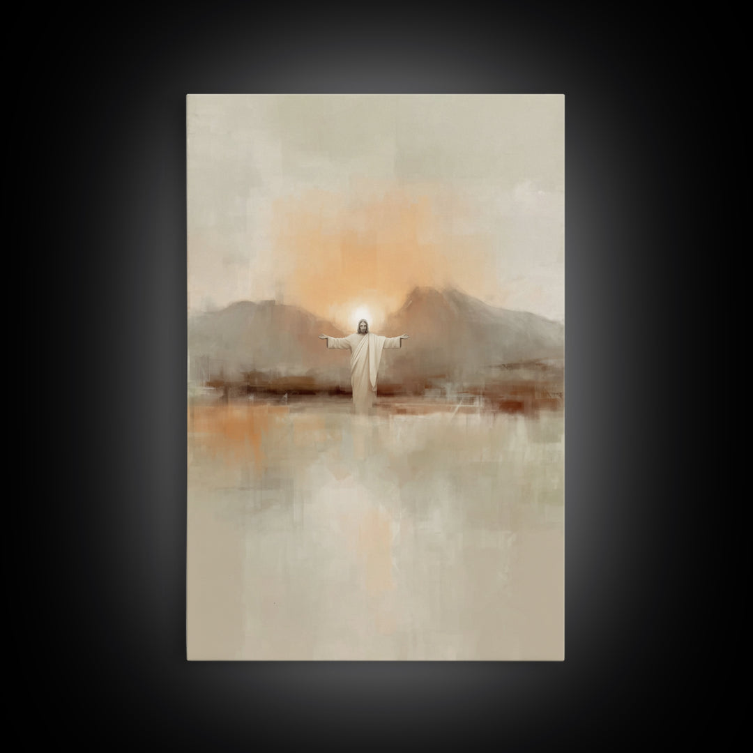 Dawn Of Mercy – Framed Canvas Print – Christian Wall Art – Jesus Painting – Christian Art Canvas – Minimalist Christian Art – Christian Dec
