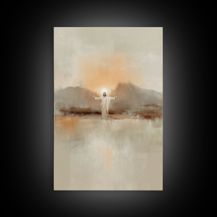 Dawn Of Mercy – Framed Canvas Print – Christian Wall Art – Jesus Painting – Christian Art Canvas – Minimalist Christian Art – Christian Dec