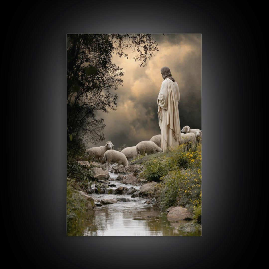Autumn Pasture Grace – Framed Canvas Print – Christian Wall Art – Jesus Painting – Modern Christian Art – Christian Art Canvas – Christian