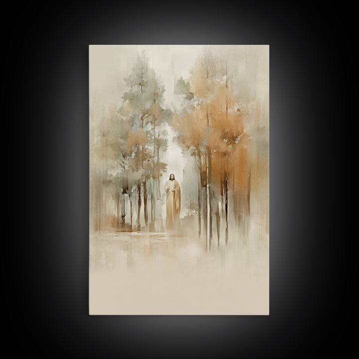 Forest Light Blessing – Framed Canvas Print – Christian Wall Art – Jesus Painting – Christian Art Canvas – Christian Christmas Art