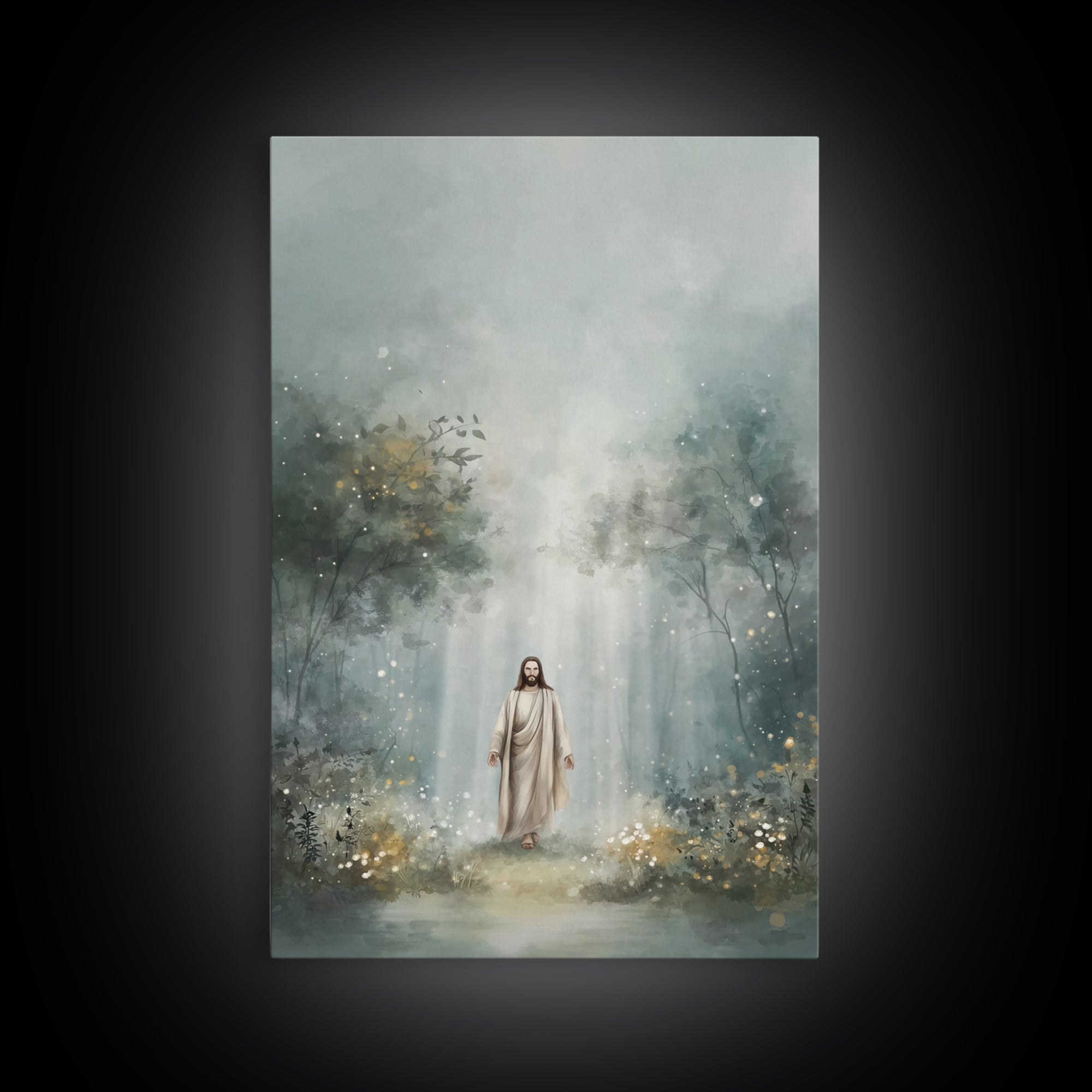 Glory In The Garden, Framed Canvas Print, Christian Wall Art, Christian Art Canvas, Jesus Painting, Subtle Christian Art