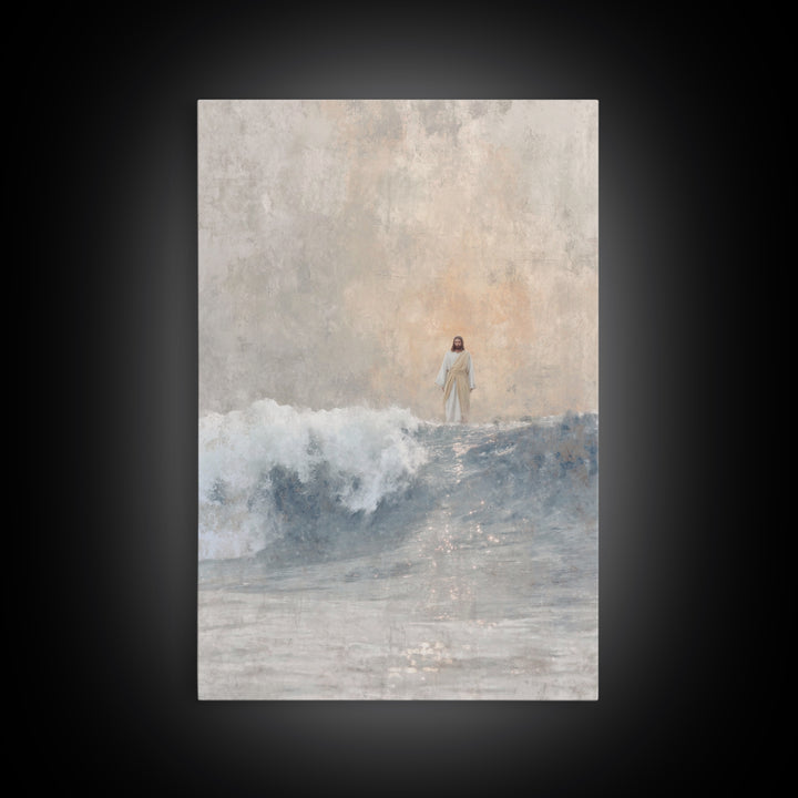 Waves Of Majesty, Framed Canvas Print, Jesus Painting, Christian Wall Art, Christian Art Canvas, Modern Christian Art
