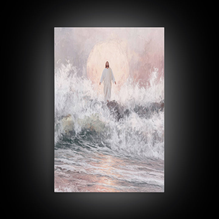 Moonrise of Peace – Framed Canvas Print – Christian Wall Art – Jesus Painting – Christian Art Canvas – Modern Christian Art