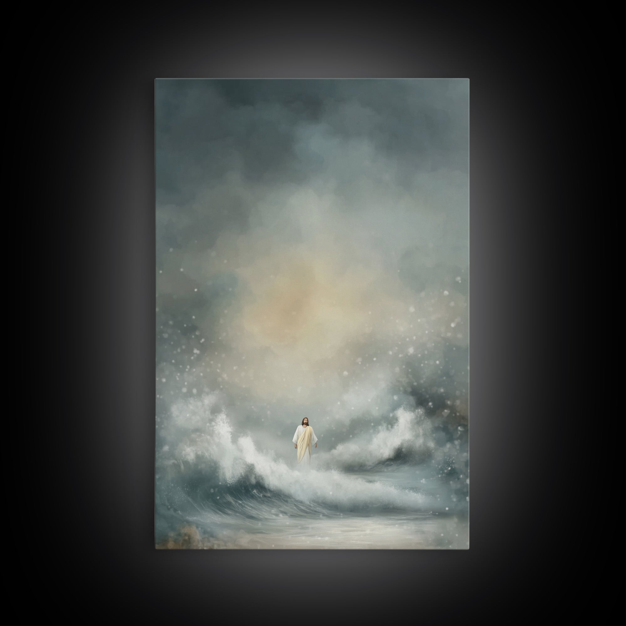 Stormlight Promise | Framed Canvas Print | Christian Art Canvas | Jesus Painting | Moody Christian Art | Christian Wall Art
