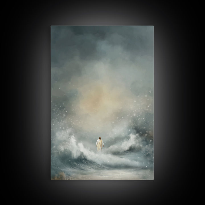 Stormlight Promise | Framed Canvas Print | Christian Art Canvas | Jesus Painting | Moody Christian Art | Christian Wall Art