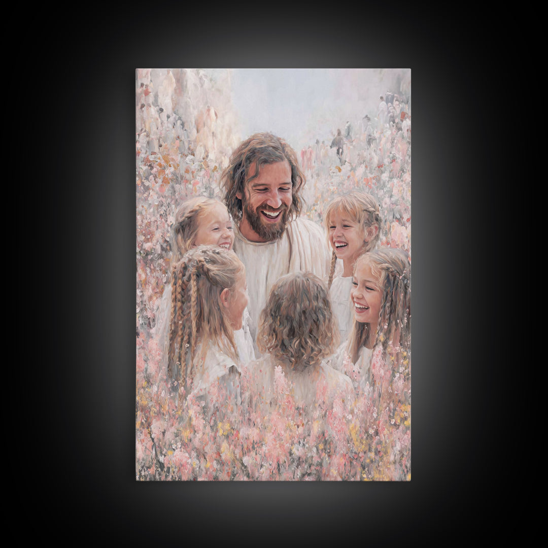 Joyful Garden Grace – Framed Canvas Print – Christian Art Canvas – Christian Gift Ideas – Jesus Painting – Christian Wall Art