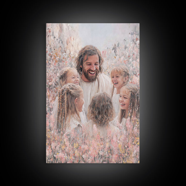 Joyful Garden Grace – Framed Canvas Print – Christian Art Canvas – Christian Gift Ideas – Jesus Painting – Christian Wall Art