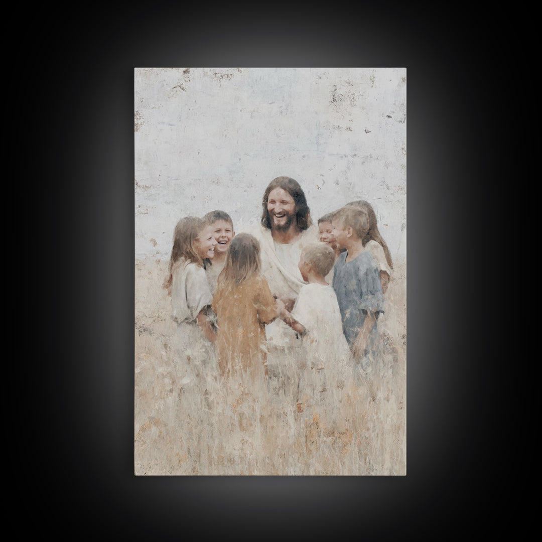 Gathered in Light, Framed Canvas Print, Christian Art Canvas, Jesus Painting, Christian Wall Art, Unique Christian Art