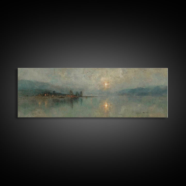 Midnight Bethlehem Light – Framed Canvas Print – Panoramic Art – Christian Wall Art – Christian Art Canvas – Christmas Art – Modern Christi