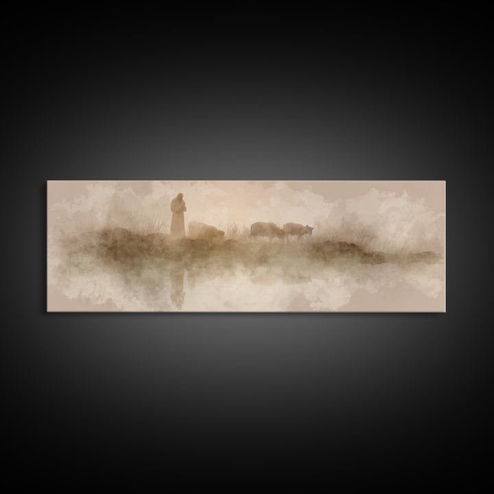 Silent Morning Watch – Framed Canvas Print – Panoramic Print – Christian Art Canvas – Jesus Painting – Christian Art