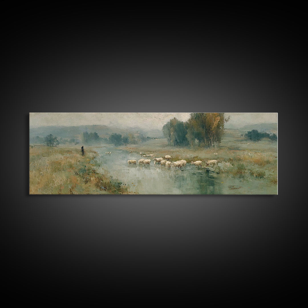 Fields Of Mercy, Framed Canvas Print, Christian Art Canvas, Christian Wall Art, Panoramic Wall Art, Jesus Painting