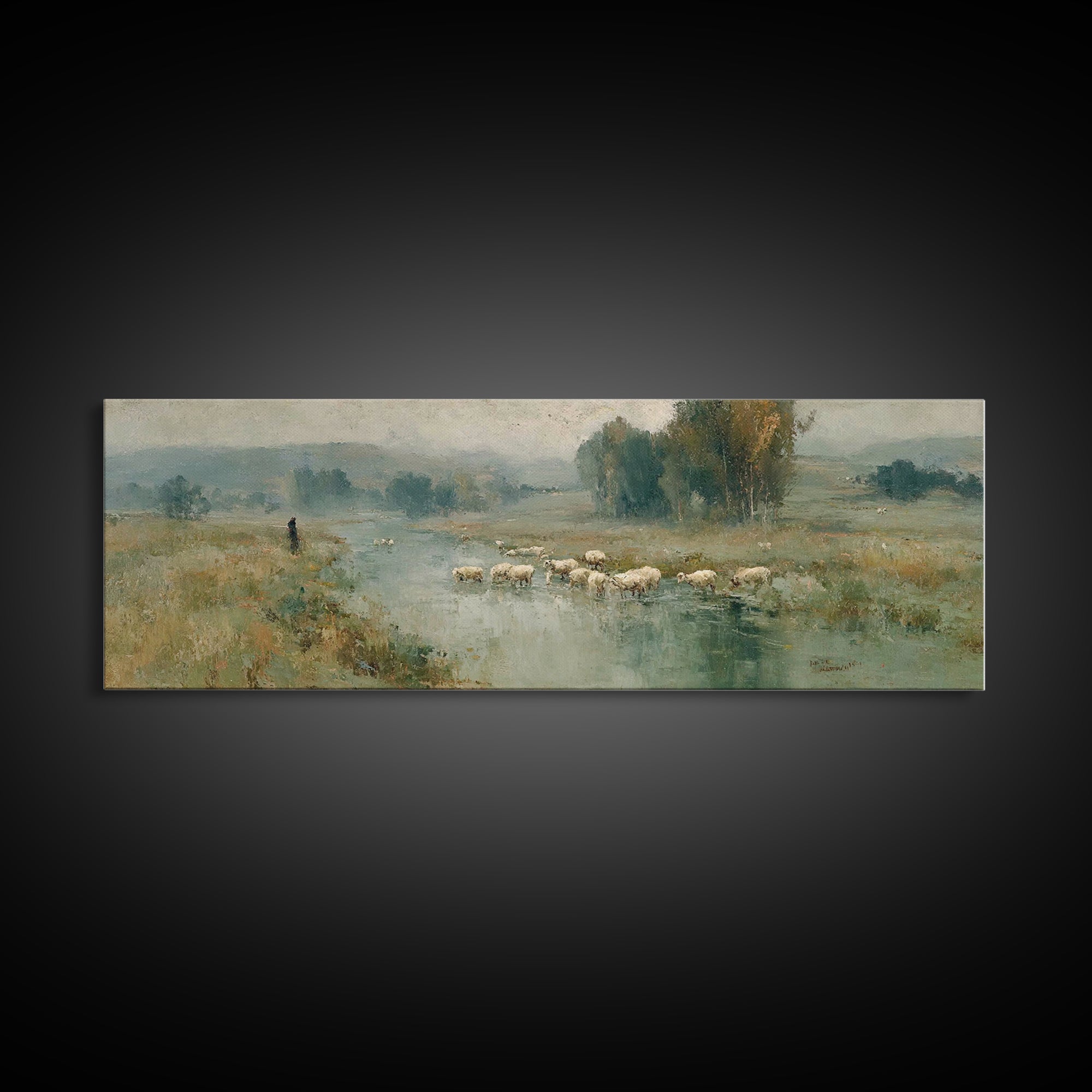 Fields Of Mercy, Framed Canvas Print, Christian Art Canvas, Christian Wall Art, Panoramic Wall Art, Jesus Painting
