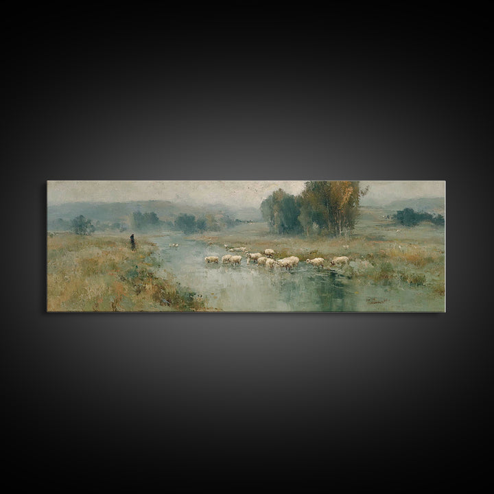 Fields Of Mercy, Framed Canvas Print, Christian Art Canvas, Christian Wall Art, Panoramic Wall Art, Jesus Painting