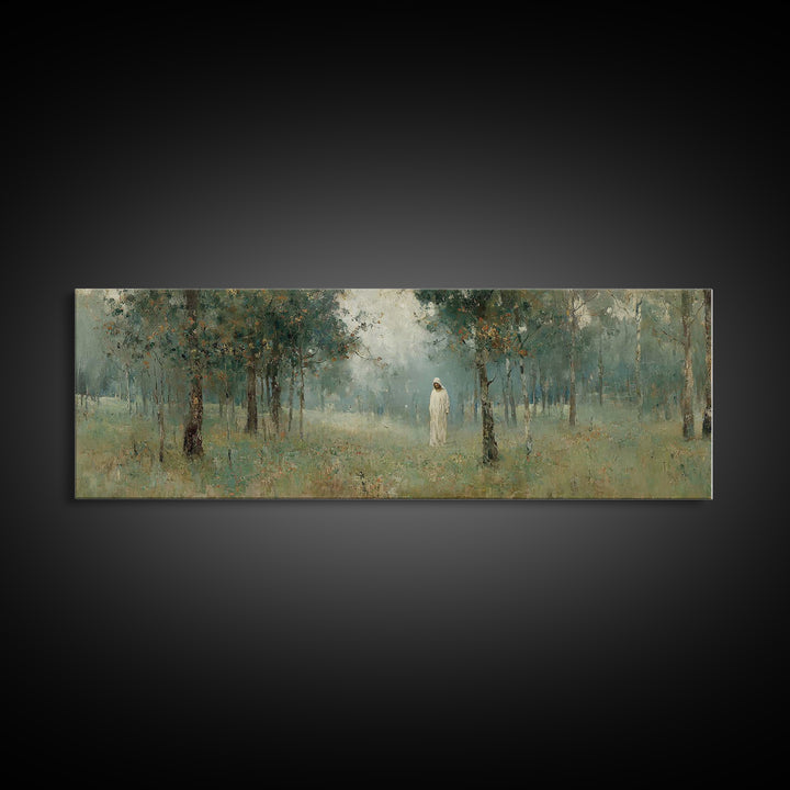 Forest Of Peace – Framed Canvas Print – Christian Art – Panoramic Painting – Jesus Wall Art – Christian Gift Ideas