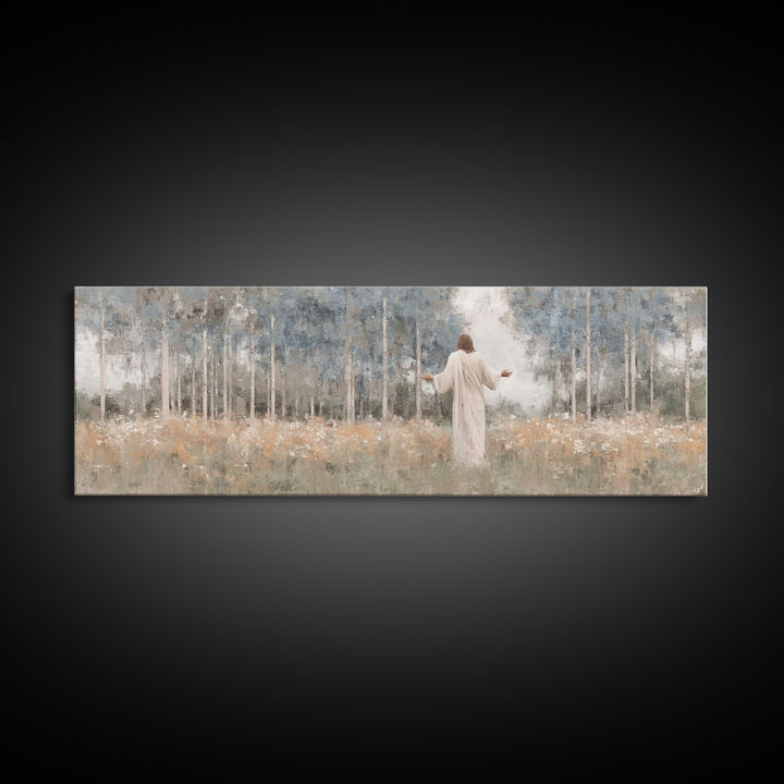 Garden Of Grace | Framed Canvas Print | Christian Art Canvas | Panoramic Print | Jesus Painting | Christian Decor
