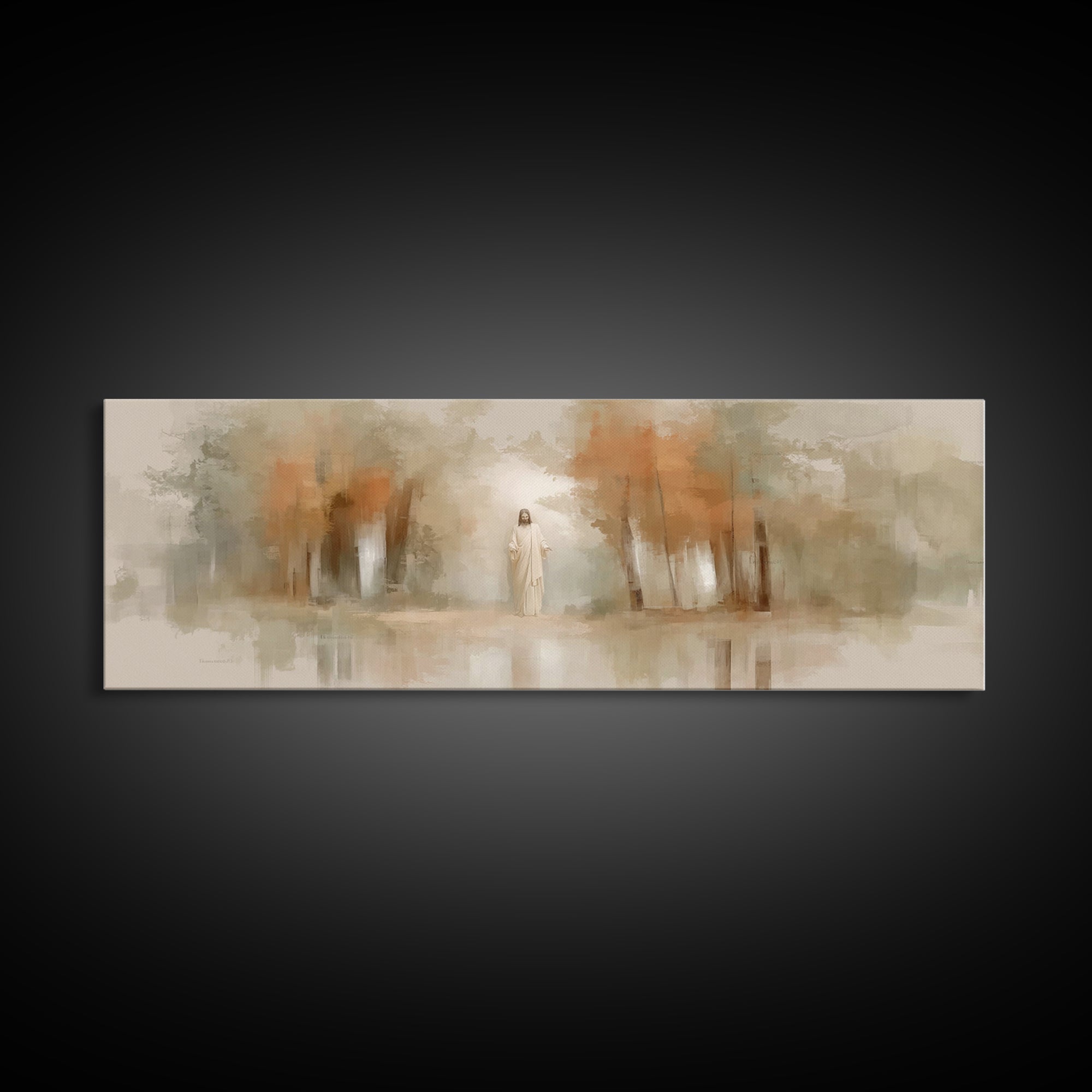 Autumn Light Divine | Framed Canvas Print | Christian Wall Art | Panoramic Wall Art | Jesus Painting | Christian Art Canvas