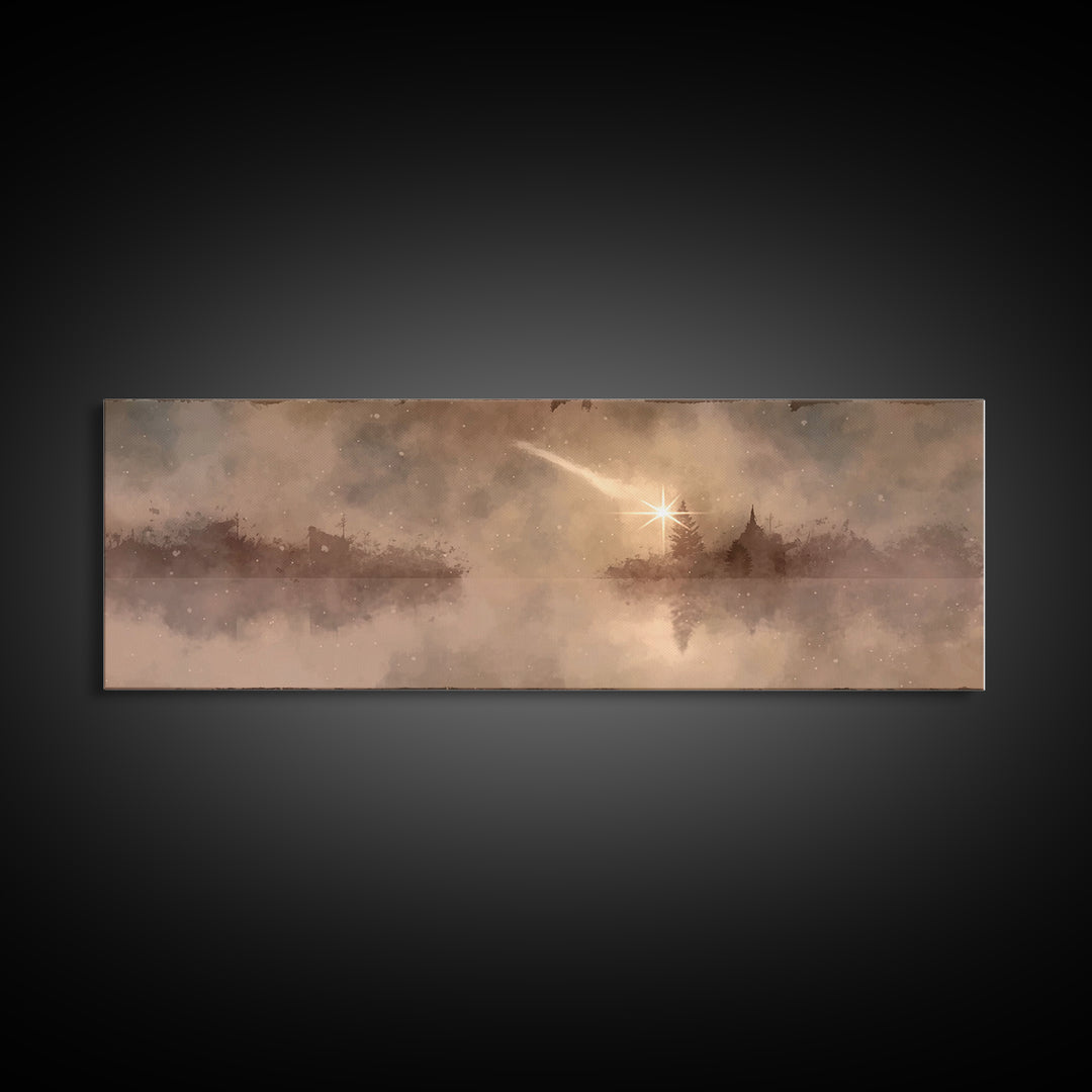 The Guiding Star – Framed Canvas Print – Panoramic Wall Art – Christian Wall Art – Christian Art Canvas – Christmas Art – Jesus Painting