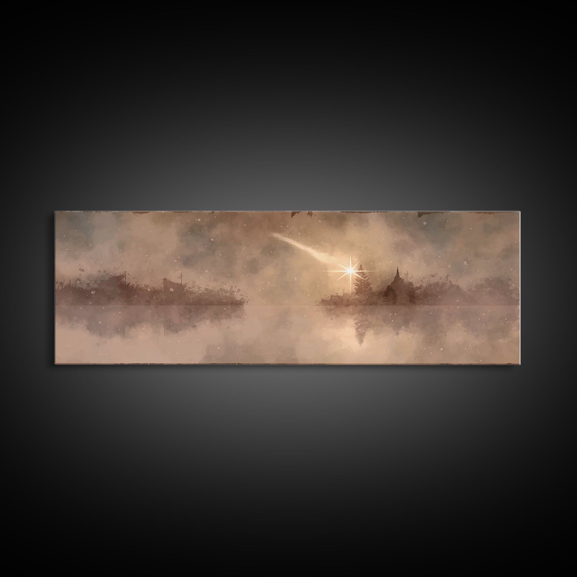 The Guiding Star – Framed Canvas Print – Panoramic Wall Art – Christian Wall Art – Christian Art Canvas – Christmas Art – Jesus Painting