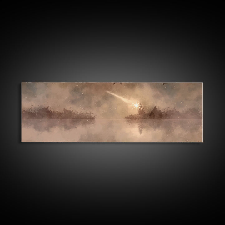 The Guiding Star – Framed Canvas Print – Panoramic Wall Art – Christian Wall Art – Christian Art Canvas – Christmas Art – Jesus Painting