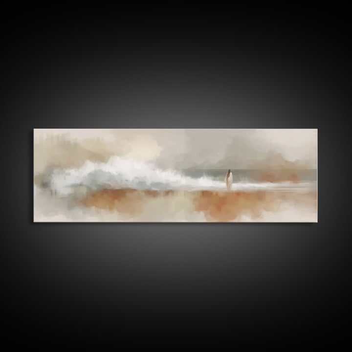 Shoreline Of Hope, Framed Canvas Print, Christian Art Canvas, Panoramic Wall Art, Jesus Painting, Modern Christian Art, Christian Gift Idea