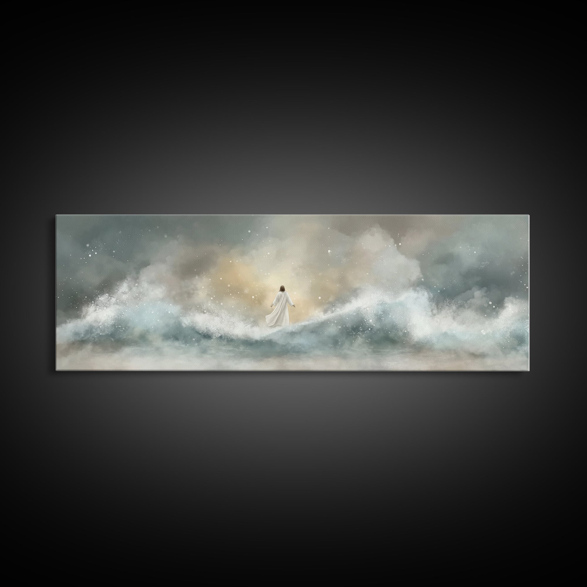 Eternal Wave Dawn – Framed Canvas Print – Christian Art Canvas – Panoramic Painting – Jesus Wall Art – Christian Art – Christian Gift