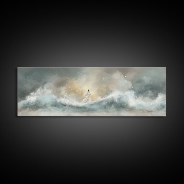 Eternal Wave Dawn – Framed Canvas Print – Christian Art Canvas – Panoramic Painting – Jesus Wall Art – Christian Art – Christian Gift