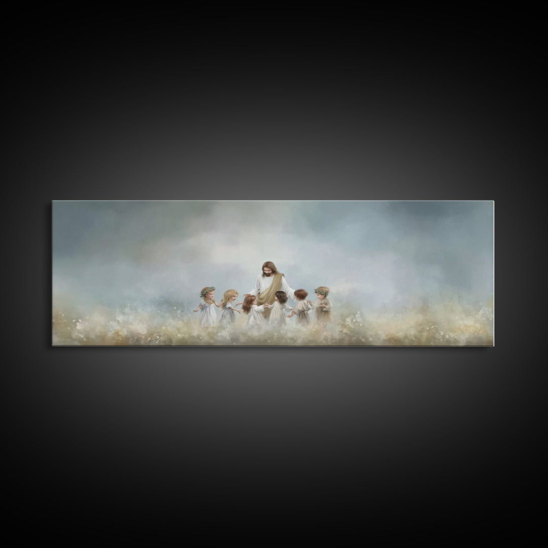 Circle Of His Love, Framed Canvas Print, Christian Wall Art, Jesus Painting, Panoramic Art, Christian Art Canvas, Christian Gift Ideas