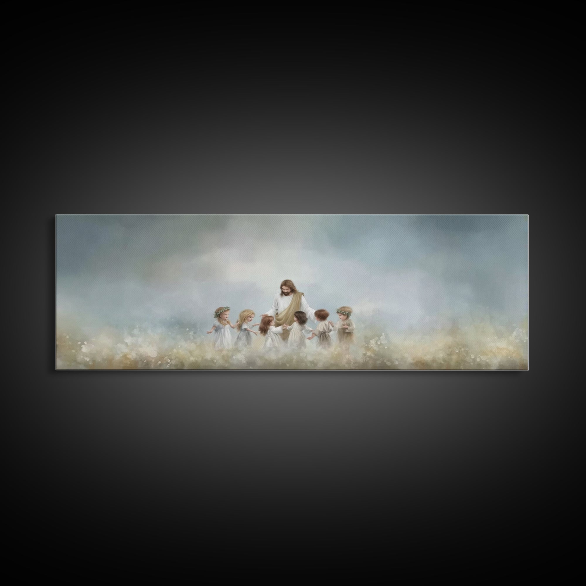 Circle Of His Love, Framed Canvas Print, Christian Wall Art, Jesus Painting, Panoramic Art, Christian Art Canvas, Christian Gift Ideas