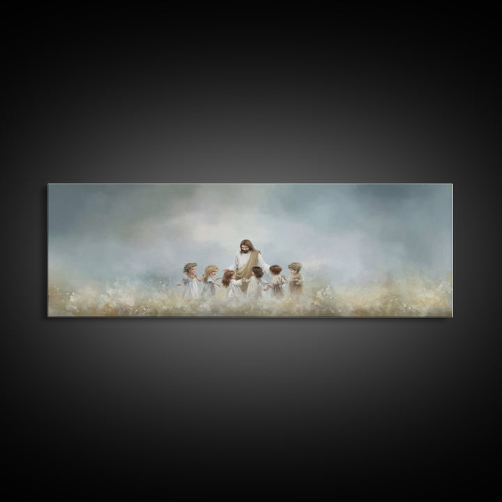 Circle Of His Love, Framed Canvas Print, Christian Wall Art, Jesus Painting, Panoramic Art, Christian Art Canvas, Christian Gift Ideas