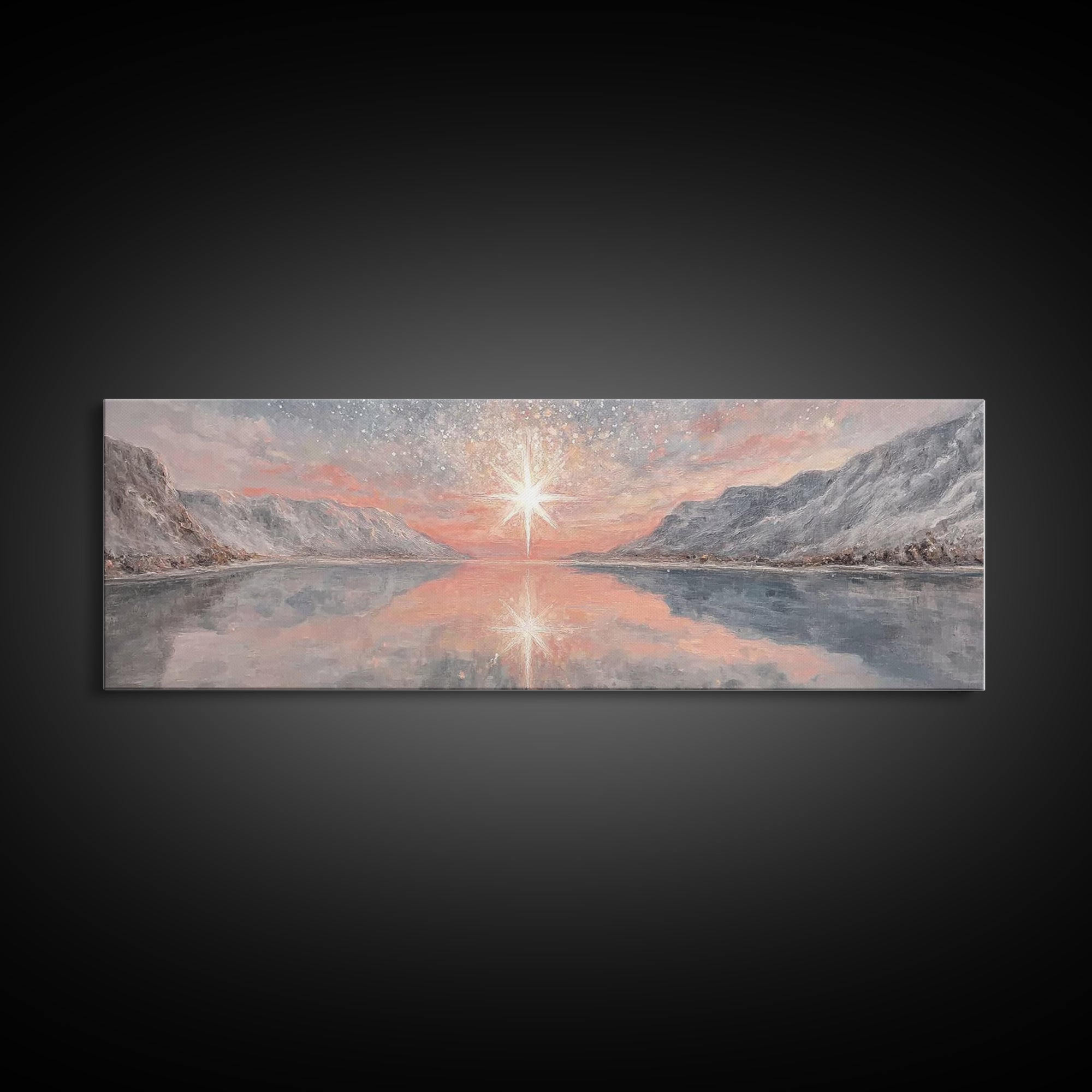 Star Of Bethlehem, Framed Canvas Print, Panoramic Art, Christian Art Canvas, Christian Christmas Art, Christian Wall Art, Modern Christian