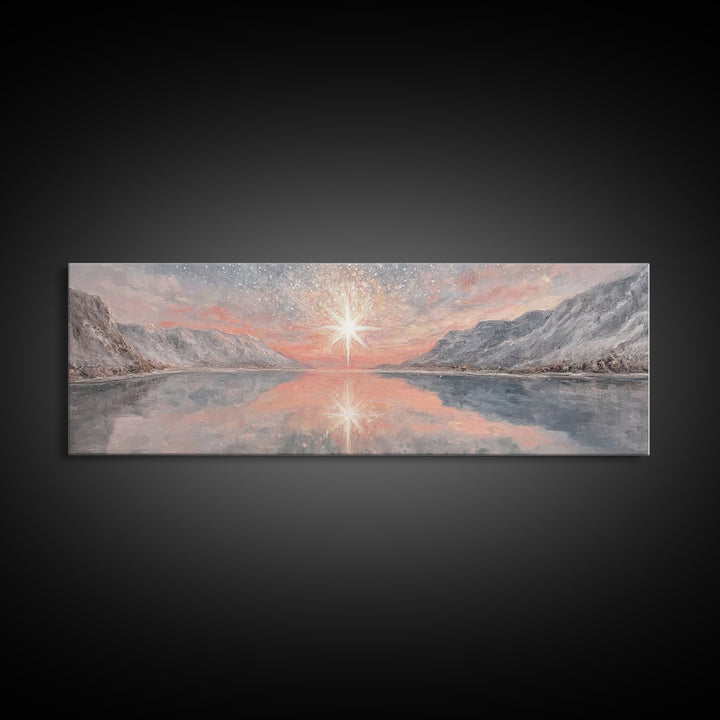 Star Of Bethlehem, Framed Canvas Print, Panoramic Art, Christian Art Canvas, Christian Christmas Art, Christian Wall Art, Modern Christian