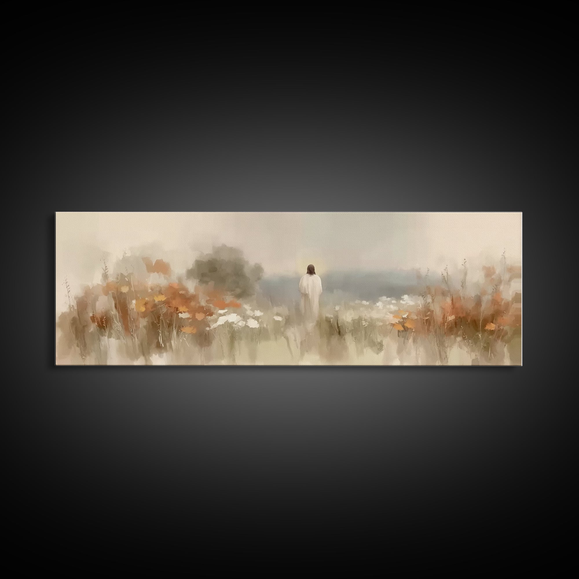 Valley Of Peace – Framed Canvas Print – Panoramic Wall Art – Christian Art Canvas – Christian Painting – Jesus Painting – Christian Gift –