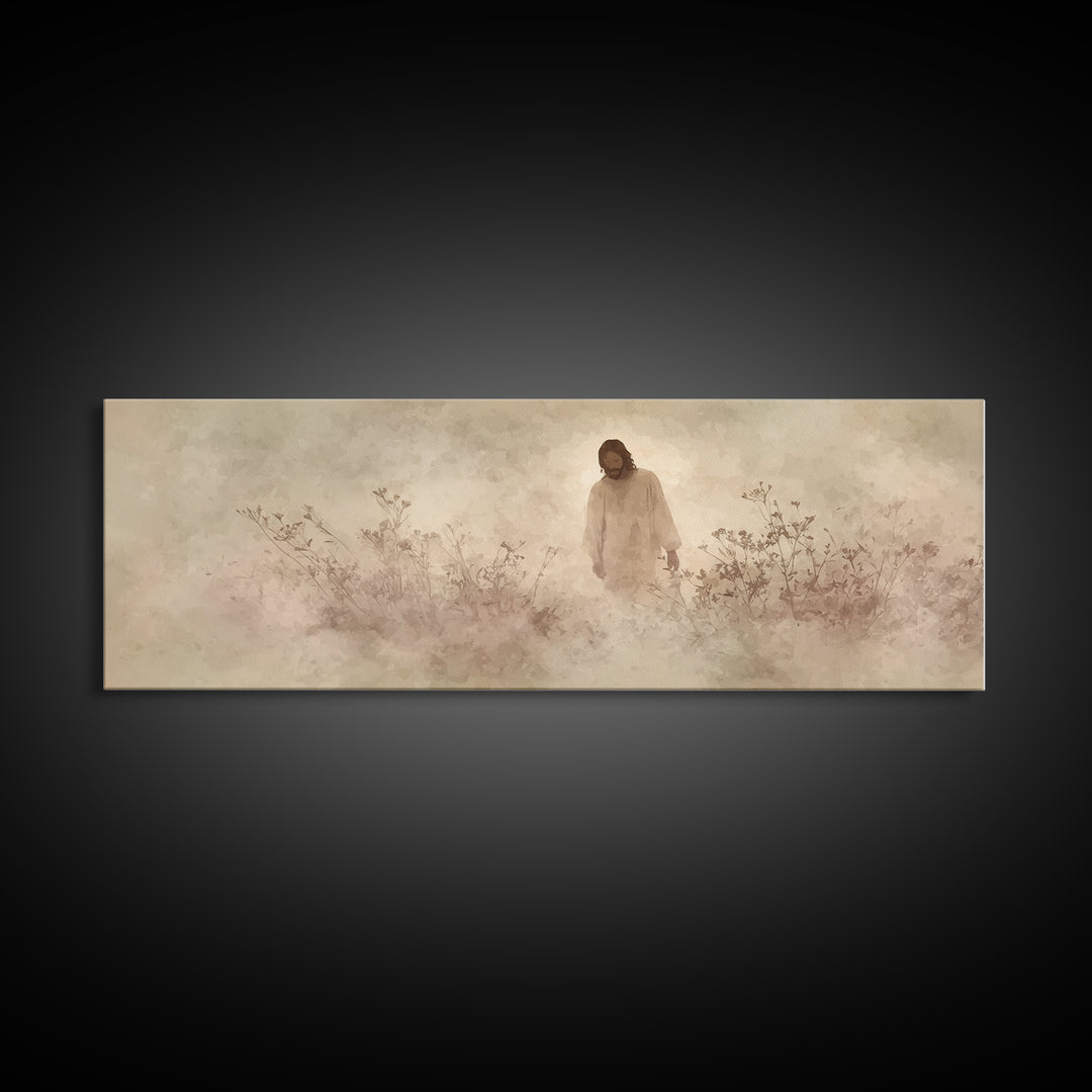 Stillness Of Faith - Framed Canvas Print - Panoramic Art - Christian Art Canvas - Christian Wall Art - Jesus Painting - Modern Christian Ar