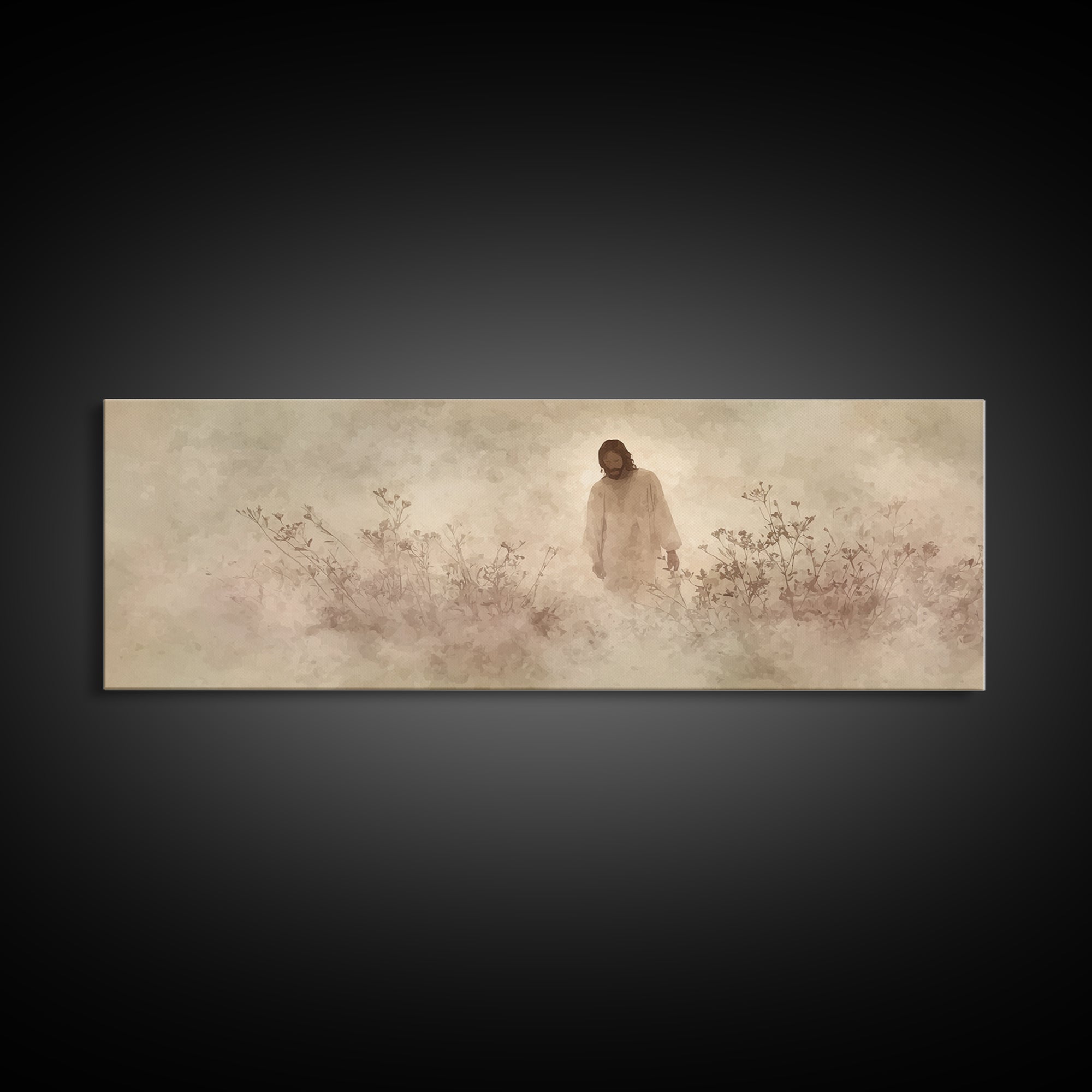 Stillness Of Faith - Framed Canvas Print - Panoramic Art - Christian Art Canvas - Christian Wall Art - Jesus Painting - Modern Christian Ar