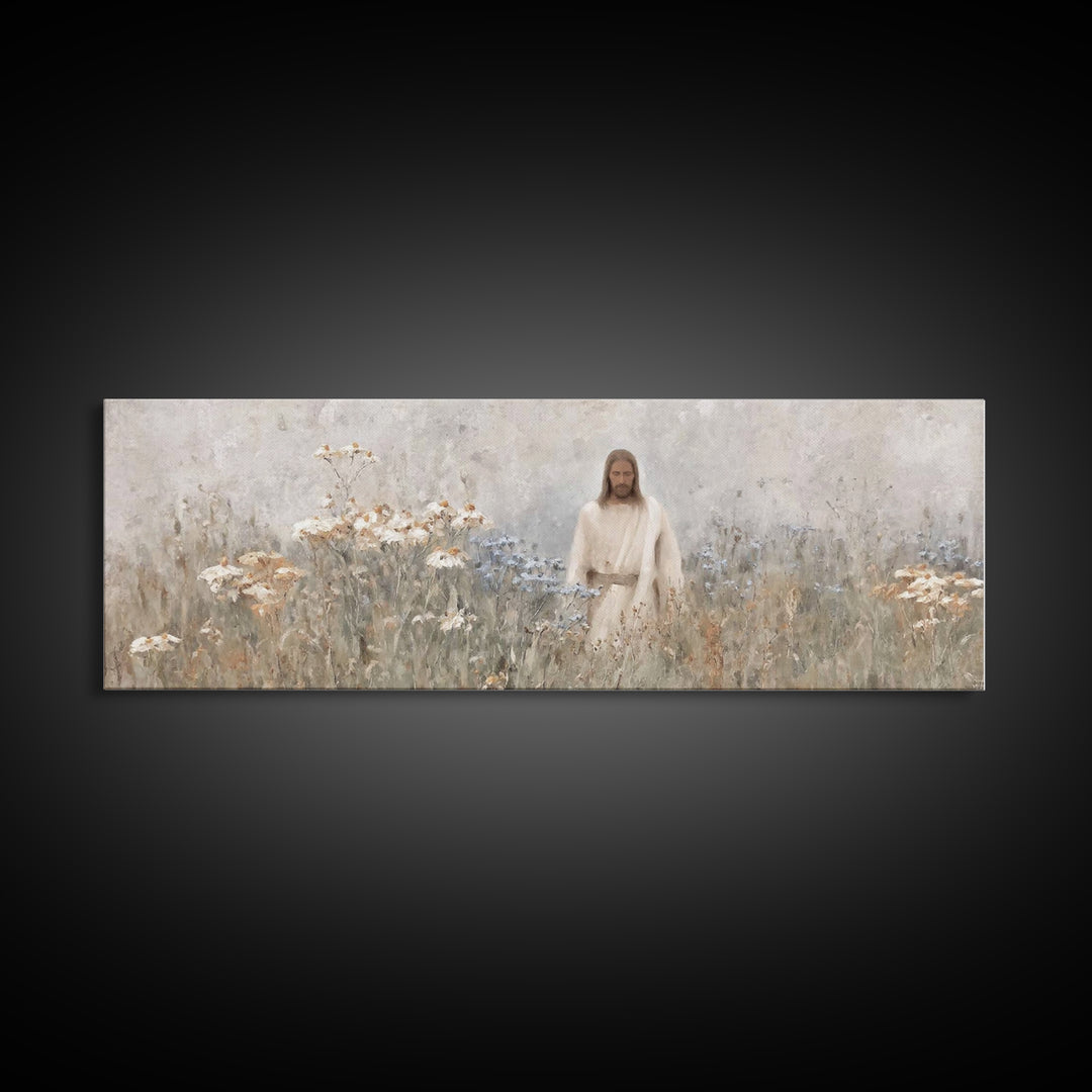 Garden Of Hope, Framed Canvas Print, Panoramic Print, Christian Art Canvas, Christian Wall Art, Jesus Painting, Vintage Christian Art, Chri