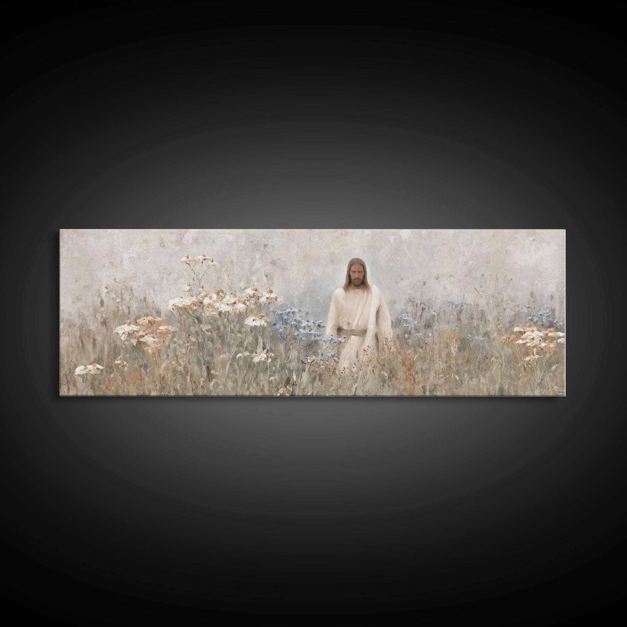 Garden Of Hope, Framed Canvas Print, Panoramic Print, Christian Art Canvas, Christian Wall Art, Jesus Painting, Vintage Christian Art, Chri